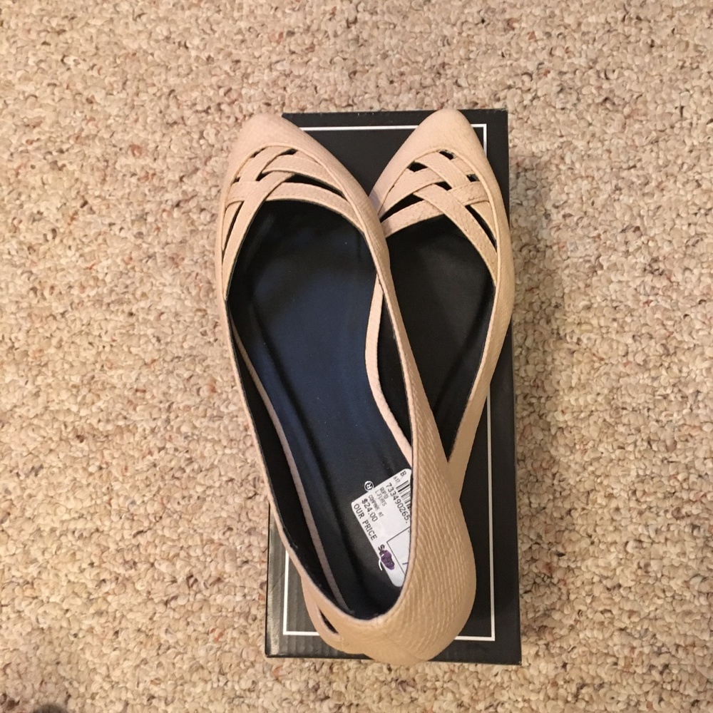 NUDE Pointed TOE FLAT QUPID SHOES STYLE SWIRL,